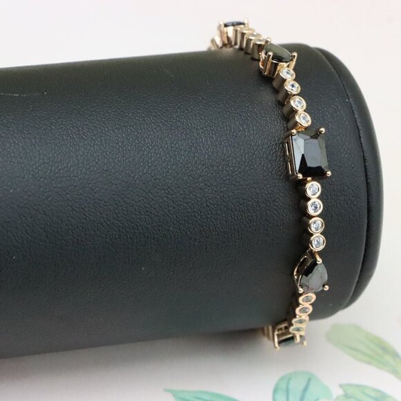 "Elegant Black & Clear Stone Rose Gold Bracelet, XPBL0824 - Picture 10 of 12